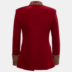 مملوكة مسبقًا Saint Laurent Red Velvet Embroidered Jacket M