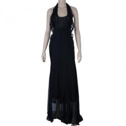 Saint Laurent Paris Rive Gauche Black Halterneck Dress S