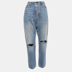 Pre Owned Saint Laurent Paris Blue Washed & Ripped Denim Jeans M Waist 27"