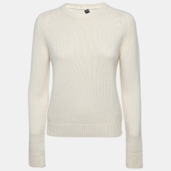 Pre Owned Saint Laurent Cream Cashmere Knit Sweater XS