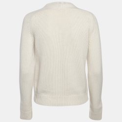 Pre Owned Saint Laurent Cream Cashmere Knit Sweater XS