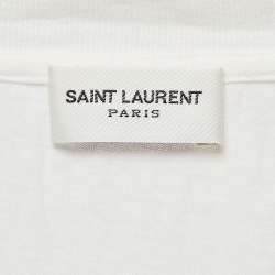 Pre Owned Saint Laurent White Logo Print Cotton T-Shirt S