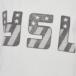 Pre Owned Saint Laurent White Logo Print Cotton T-Shirt S