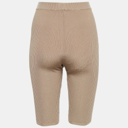 Pre Owned Saint Laurent Paris Beige Rib Knit Cycling Rider Shorts XS