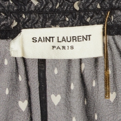 Saint Laurent Black Printed Crepe Top L