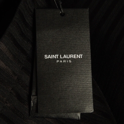 Pre Owned Saint Laurent Paris Black Pinstripe Wool Blend Pencil Skirt S
