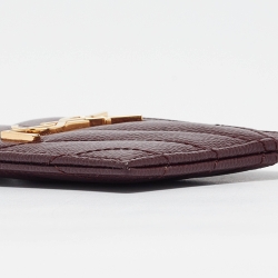 Pre Owned Saint Laurent Burgundy Matelassé Leather Monogram Card Holder