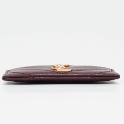 Pre Owned Saint Laurent Burgundy Matelassé Leather Monogram Card Holder