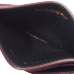 Pre Owned Saint Laurent Burgundy Matelassé Leather Monogram Card Holder