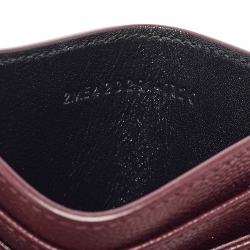 Pre Owned Saint Laurent Burgundy Matelassé Leather Monogram Card Holder
