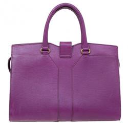 Pre Owned Saint Laurent Paris Purple Leather Cabas Chyc Tote