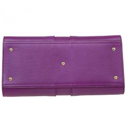 Pre Owned Saint Laurent Paris Purple Leather Cabas Chyc Tote