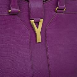 Pre Owned Saint Laurent Paris Purple Leather Cabas Chyc Tote