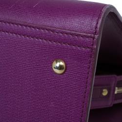 Pre Owned Saint Laurent Paris Purple Leather Cabas Chyc Tote