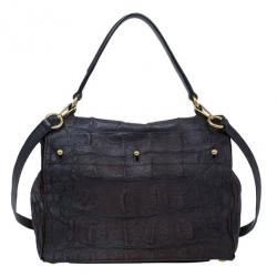Pre Owned Saint Laurent Paris Brown Crocodile Embossed Muse Two