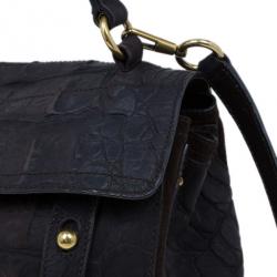 Pre Owned Saint Laurent Paris Brown Crocodile Embossed Muse Two