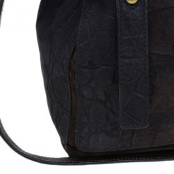 Pre Owned Saint Laurent Paris Brown Crocodile Embossed Muse Two