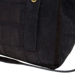 Pre Owned Saint Laurent Paris Brown Crocodile Embossed Muse Two