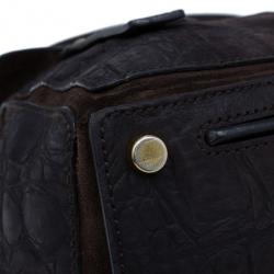 Pre Owned Saint Laurent Paris Brown Crocodile Embossed Muse Two