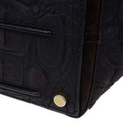 Pre Owned Saint Laurent Paris Brown Crocodile Embossed Muse Two