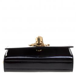 Pre Owned Saint Laurent Paris Black Patent Leather Small Kate Tassel Crossbody Bag