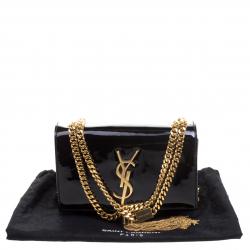 Pre Owned Saint Laurent Paris Black Patent Leather Small Kate Tassel Crossbody Bag