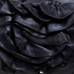 Saint Laurent Paris Black Leather Nadja Rose Petal Hobo