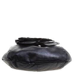 Saint Laurent Paris Black Leather Nadja Rose Petal Hobo