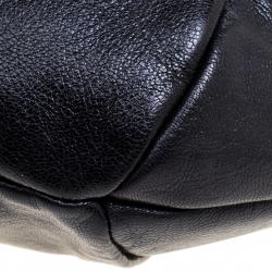 Saint Laurent Paris Black Leather Nadja Rose Petal Hobo