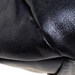 Saint Laurent Paris Black Leather Nadja Rose Petal Hobo