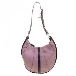 Saint Laurent Paris Lilac/Black Canvas and Velvet RG Classic Pleated Hobo