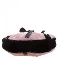 Saint Laurent Paris Lilac/Black Canvas and Velvet RG Classic Pleated Hobo
