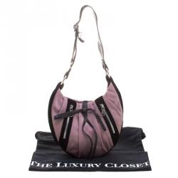 Saint Laurent Paris Lilac/Black Canvas and Velvet RG Classic Pleated Hobo