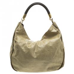 Saint Laurent Paris Beige Coated Canvas Roady Hobo
