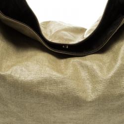 Saint Laurent Paris Beige Coated Canvas Roady Hobo