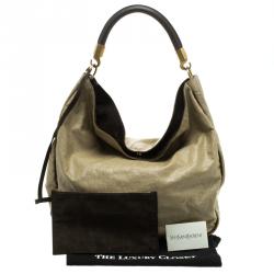 Saint Laurent Paris Beige Coated Canvas Roady Hobo