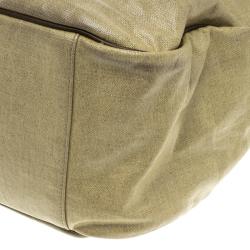 Saint Laurent Paris Beige Coated Canvas Roady Hobo
