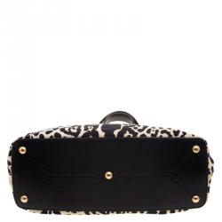 Pre Owned حقيبة سان لوران باريس بالما كانفاس نقشة الفهد أسود وجلد