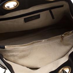 Pre Owned حقيبة سان لوران باريس بالما كانفاس نقشة الفهد أسود وجلد