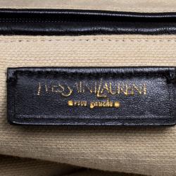 Pre Owned حقيبة سان لوران باريس بالما كانفاس نقشة الفهد أسود وجلد