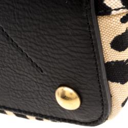 Pre Owned حقيبة سان لوران باريس بالما كانفاس نقشة الفهد أسود وجلد