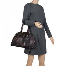 Saint Laurent Paris Metallic Black Leather Medium Muse Satchel