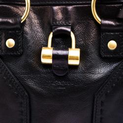Saint Laurent Paris Metallic Black Leather Medium Muse Satchel