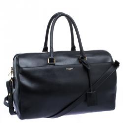Pre Owned Saint Laurent Paris Black Leather Bo Duffle Bag