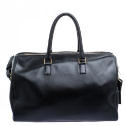 Pre Owned Saint Laurent Paris Black Leather Bo Duffle Bag