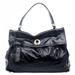 Saint Laurent Black Patent Leather Large Muse Two Satchel