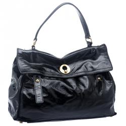 Saint Laurent Black Patent Leather Large Muse Two Satchel