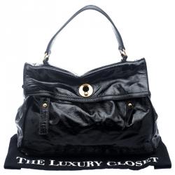 Saint Laurent Black Patent Leather Large Muse Two Satchel