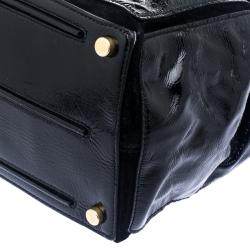 Saint Laurent Black Patent Leather Large Muse Two Satchel