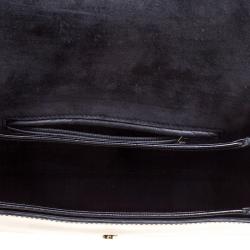 مملوكة مسبقًا حقيبة كتف سان لوران شيك كبيرة جلد لامعة منقوشة سوداء